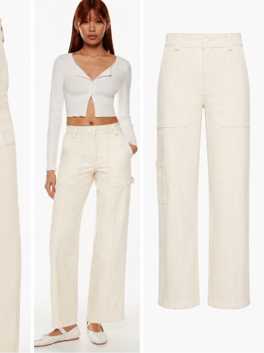Aritzia Sunday Best White Cargo Pants